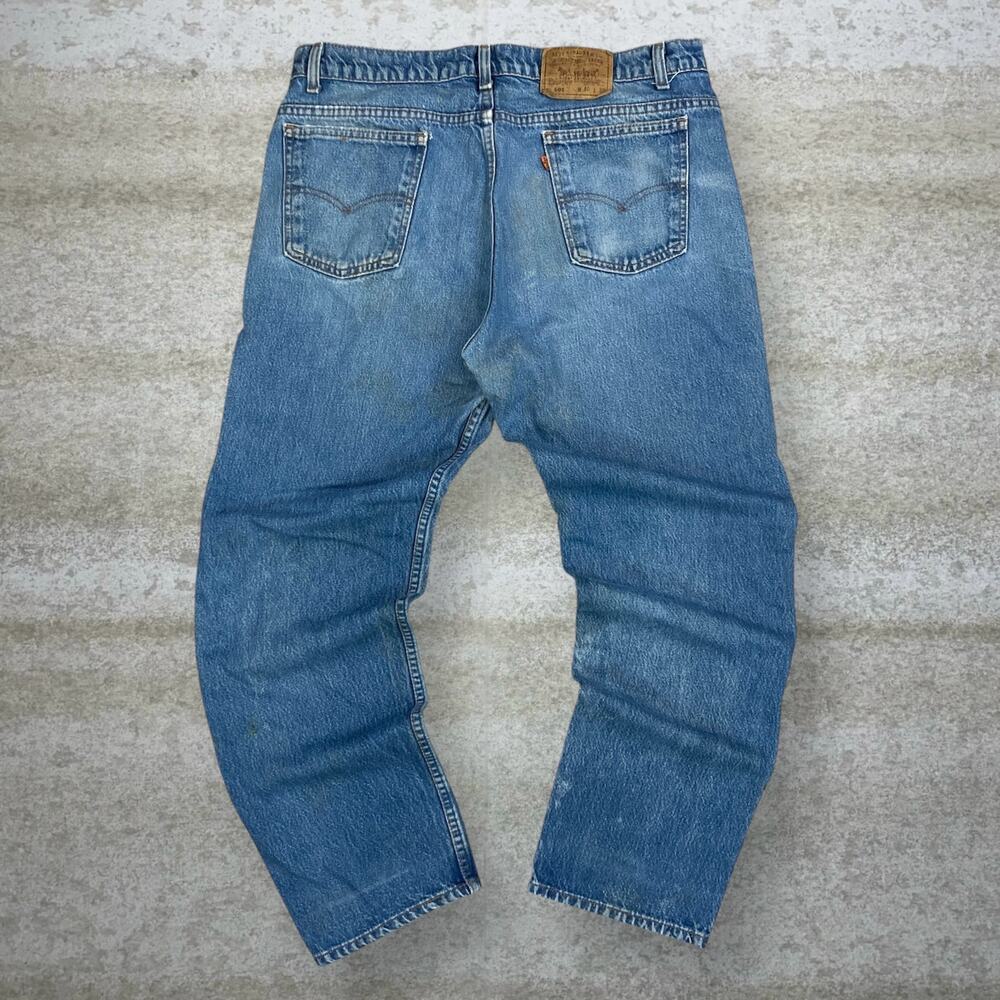 Vintage 90s Levis Jeans 40x30 Regular Straight Leg Fit Medium Wash Orange Tab